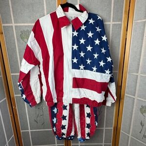 Vintage 1993 Limited Edition LTD American Flag Tracksuit Set Red White Blue M